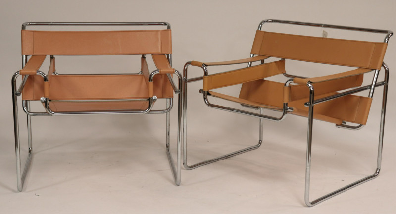 Pair Marcel Breuer Style Wassily B-3 Armchairs
