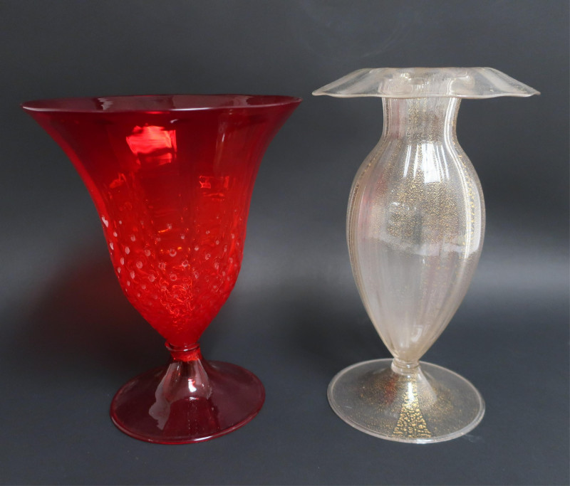 Two Midcentury Italian Glass Vases
