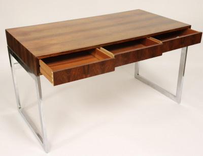 Image for Lot Milo Baughman - Rosewood on Chrome Writing Desk