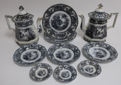 Image for Lot 10 Cyprus Mulberry Ironstone Transferware, 19th C.