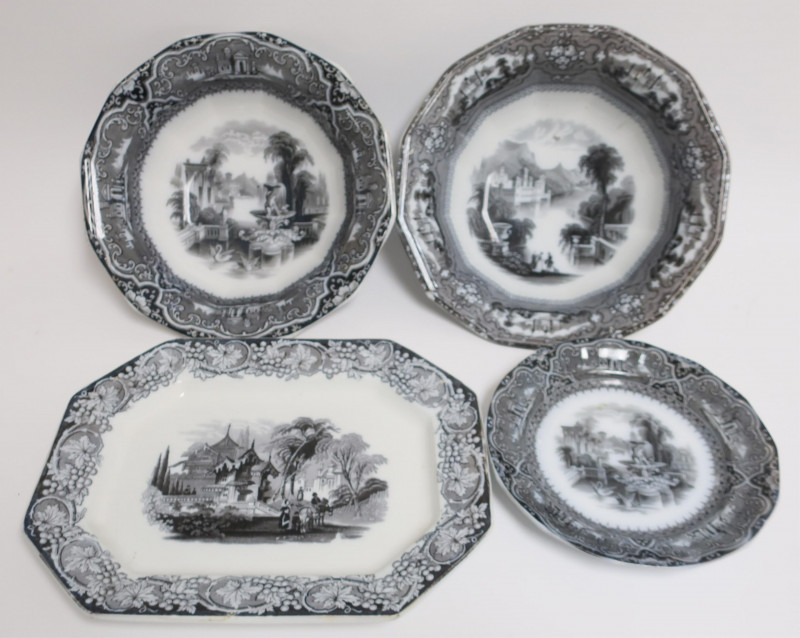 Approx. 60 Mulberry Ironstone Transferware Pieces