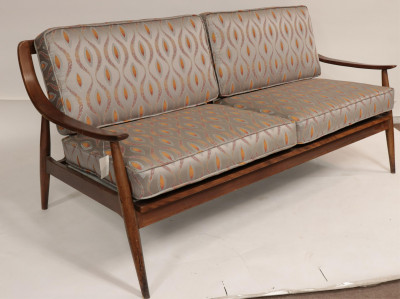 Mid Century Modern Walnut Sofa & Armchair, 1960