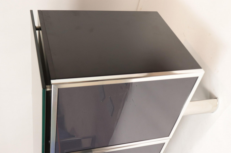 Contemporary Slate, Glass & Chrome Cabinet