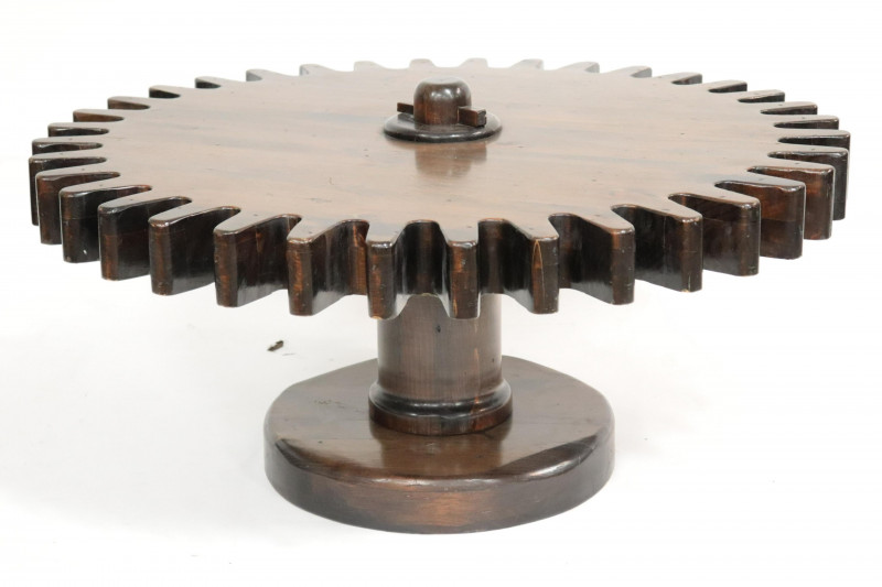Modern Industrial Stained Pine Cog Table