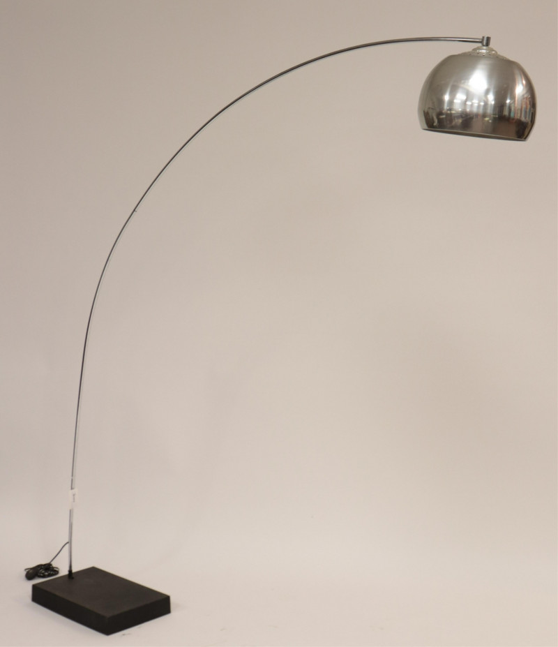 1970's Chrome & Cast Iron Arc Floor Lamp, Kovac