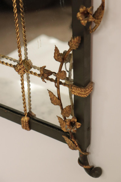 Neoclassic Parcel Gilt Wrought Iron Console/Mirror