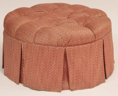 Image for Lot Victorian Style Dusty Rose Silk Brocade Pouf