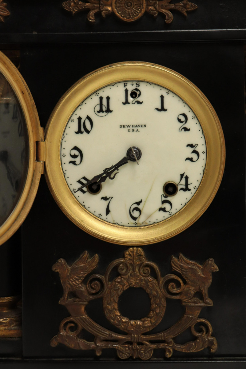 Ansonia Brass Carriage Clock & Painted Metal Clock