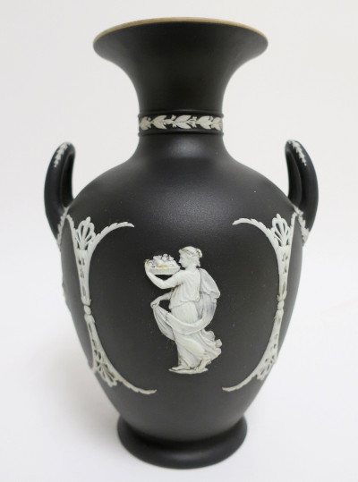 Image for Lot Wedgwood Basalt Jasperware 2-Handled Vase
