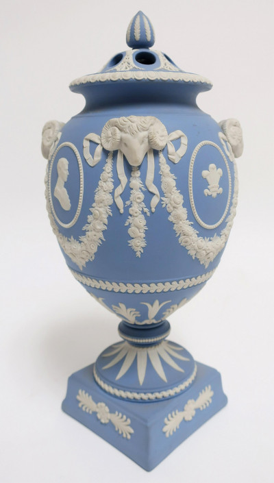 Wedgwood Blue Jasperware Vase, Frank Brookes