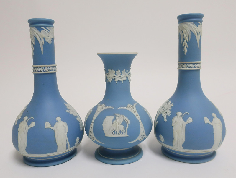 3 Wedgwood Jasper Dip Vases
