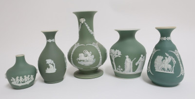 5 Wedgwood Green Jasper Dip Vases