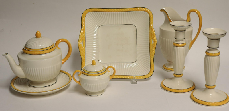 7 Pieces of Wedgwood, Yellow on Cream