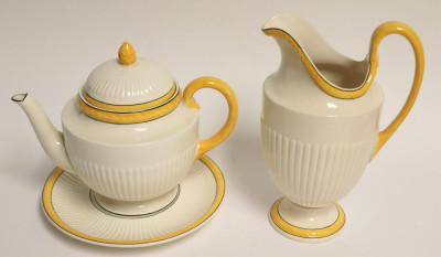 7 Pieces of Wedgwood, Yellow on Cream