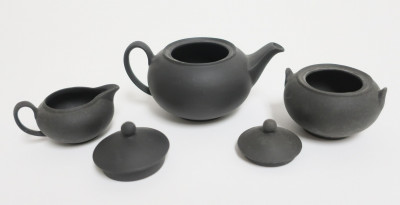 9 Wedgwood Miniature Black Basalt Tea Wares