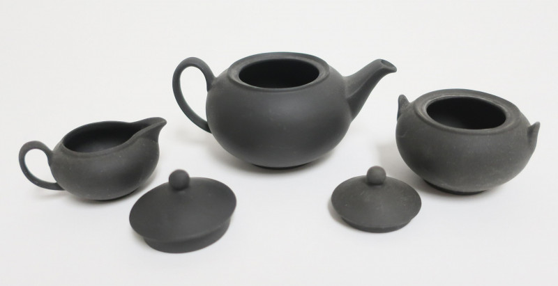 9 Wedgwood Miniature Black Basalt Tea Wares