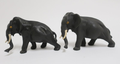 Image for Lot Pair of Wedgwood Black Basalt Elephants