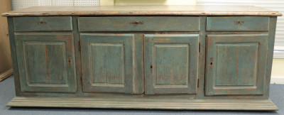 French Provincial Blue Painted Cherry Buffet