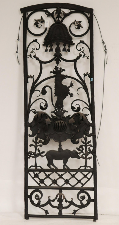 Image for Lot French 19th C. Foliate Wrought Iron Arched Panel