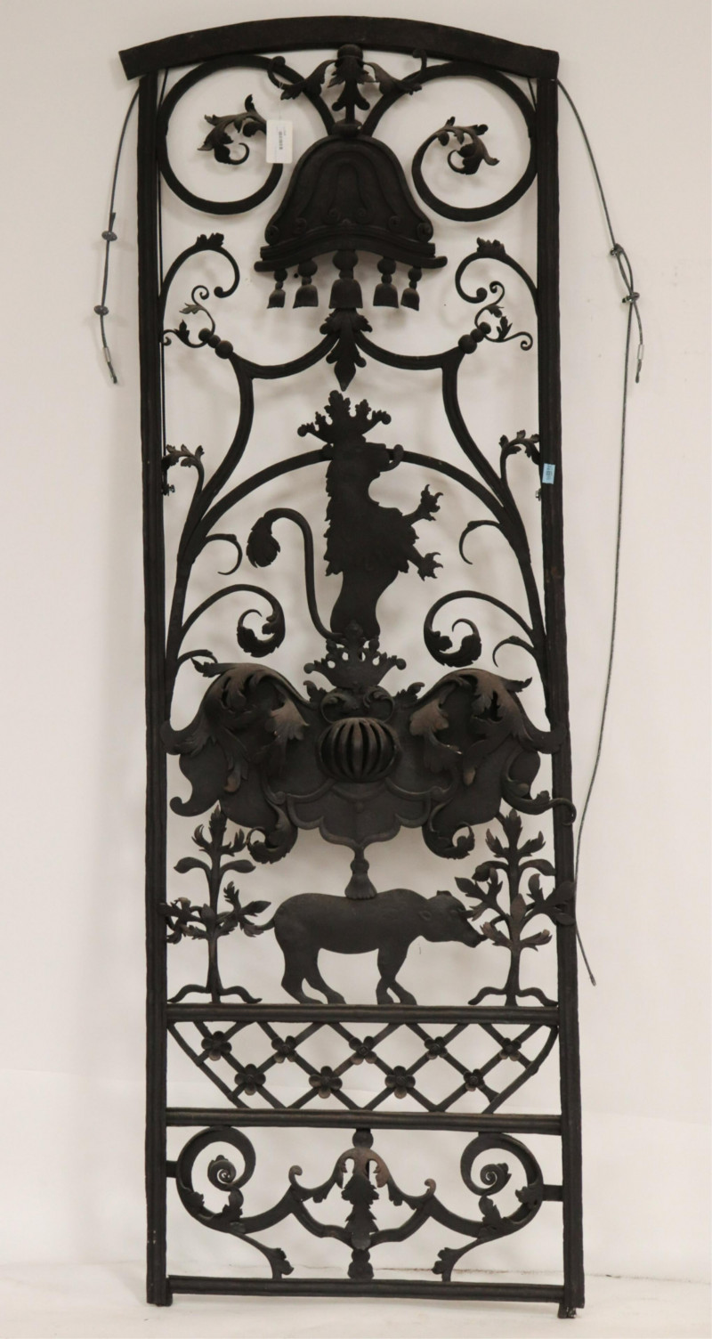French 19th C. Foliate Wrought Iron Arched Panel