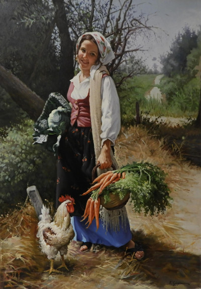 Image for Lot Francesco Alfano Giugliano - Girl with Rooster