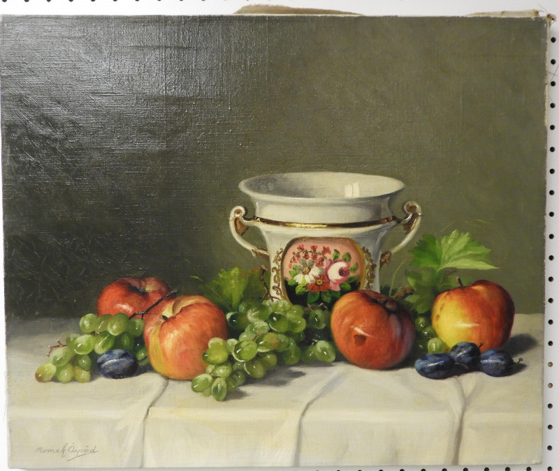 Romek Árpád - Still Life with Fruits & Vase