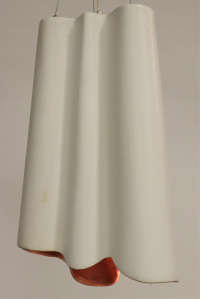 Image for Lot Copper & White Ceramic "Hanging Drape" Lantern