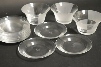 Image for Lot Hermes Etched Glass Bowls & 12 Nut Dishes