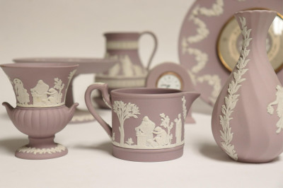 13 Wedgwood Lavender Jasperware Pieces