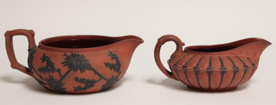 Image for Lot 2 Wedgwood Rosso Antico Creamers