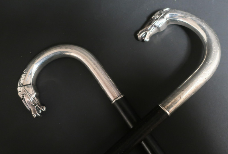2 Wooden & Sterling Horse Head Canes