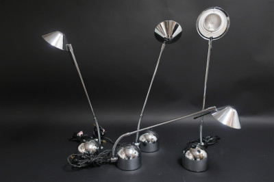 4 Origina Articulated Chrome Desk Lamps