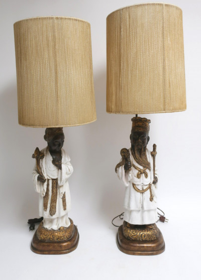 Image for Lot Pair of Chinese Style Figural Ceramic Lamps
