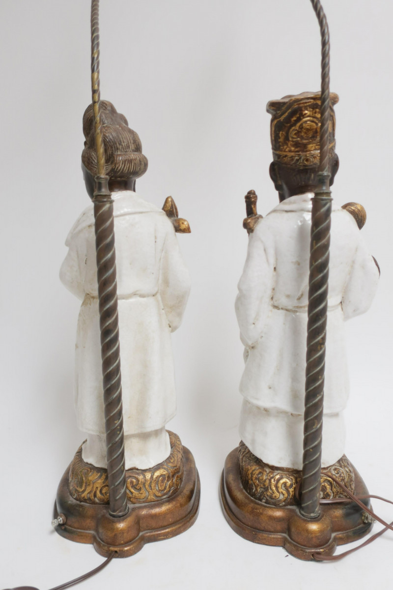 Pair of Chinese Style Figural Ceramic Lamps