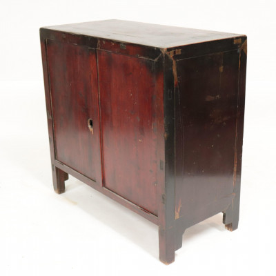 Asian Black Lacquered Storage Cabinet