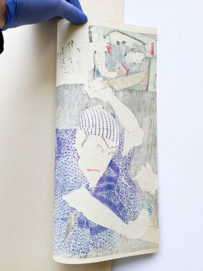 Utagawa Kunisada II - Man in Blue Robe with a Dagger