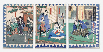 Image for Lot Toyohara Kunichika - Triptych of Samurai