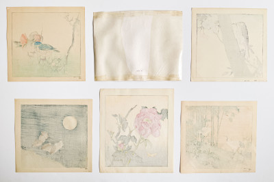 6 Bird and Flower Woodblock Prints