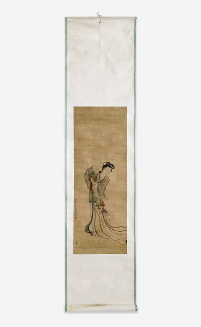 Image for Lot Chinese Hanging Scroll, Ink and Colors on Paper, Portrait of a Beauty