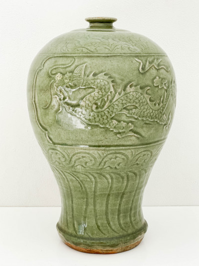 Image for Lot Chinese Celadon Glazed Ceramic Meiping Vase