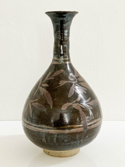 Image for Lot Chinese Song Style Black and Russet Glazed Ceramic Vase