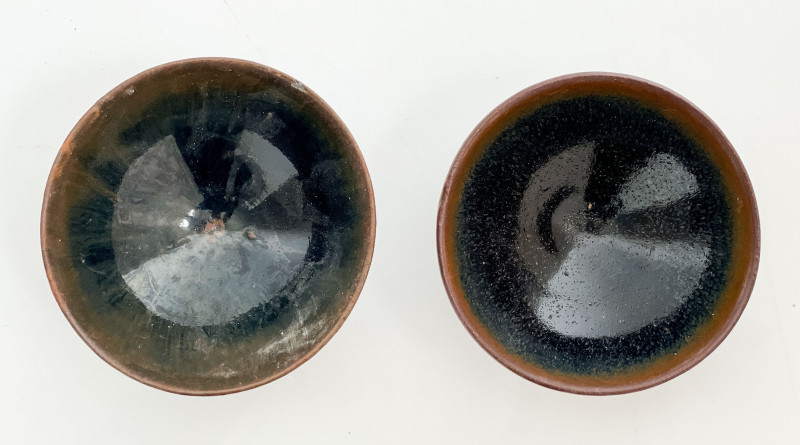 2 Chinese Black Glazed Tea Bowls