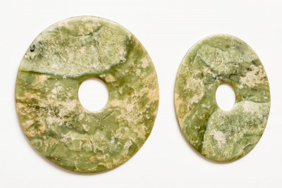 Two Chinese Hardstone Bi Discs