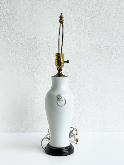Chinese Porcelain White Glazed Baluster Vase Mounted as a Lamp