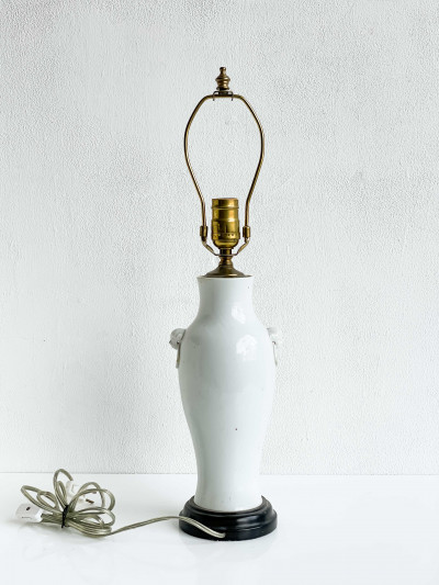 Chinese Porcelain White Glazed Baluster Vase Mounted as a Lamp