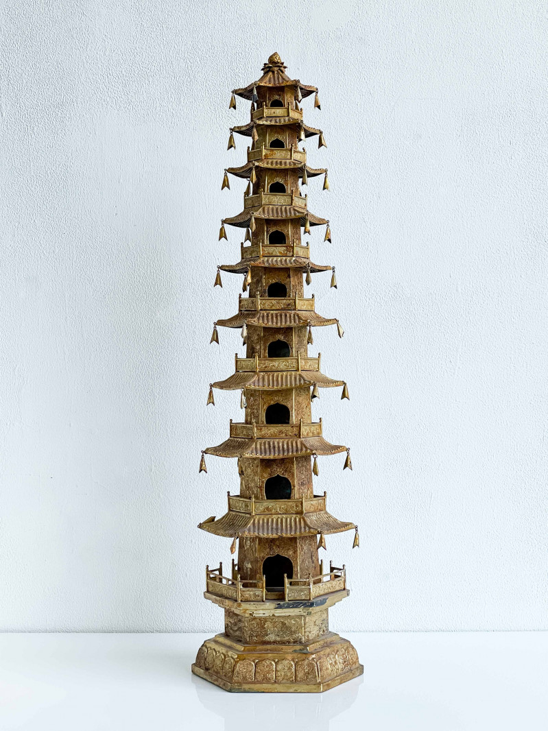 Chinese Gilt Metal Model of a Pagoda
