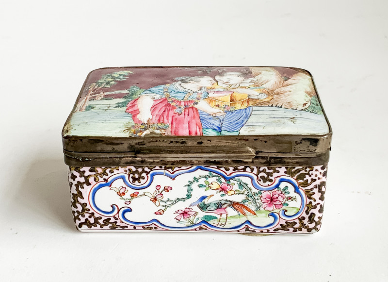 Chinese Canton Enameled Box with European Subject