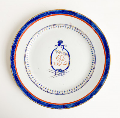 Image for Lot Chinese Export Porcelain Monogrammed Dish