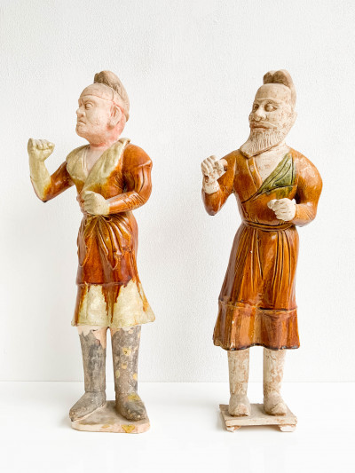 Image for Lot 2 Chinese Sancai Glazed Figures of Foreign Grooms