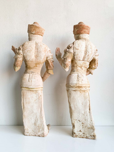 Pair of Chinese Pottery Lokapala